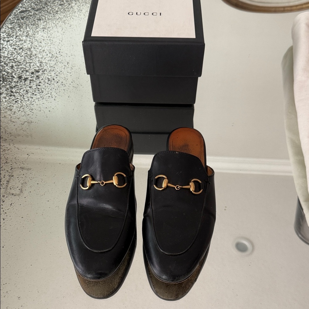 Gucci Black Leather Women’s Princeton Loafers Size 7